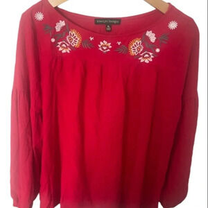 Always Indigo long sleeve floral blouse size‎ XL